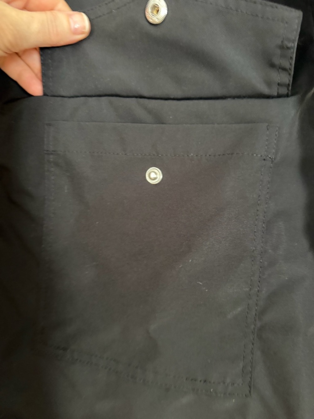 Women's Black Hooded rain Coat with Striped Lining - Picture 6 of 9